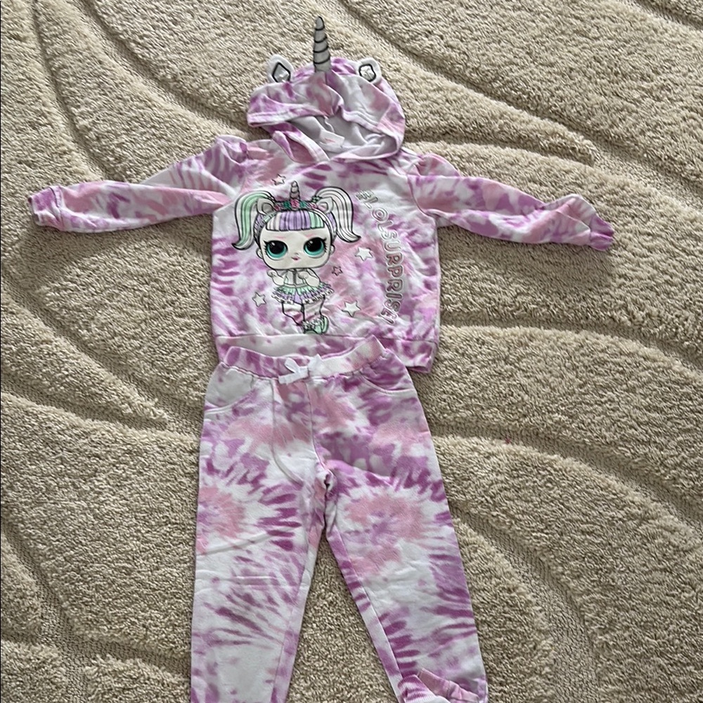 LOL Surprise Unicorn Hoodie and Pants Set - Pink Tie-Dye